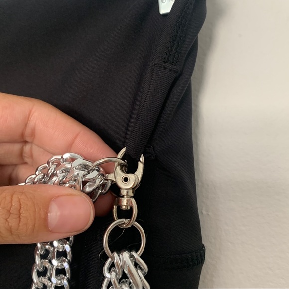 New *RARE* Carbon38 High Rise Full Length Legging With Chain Belt In Black Large - Picture 10 of 10